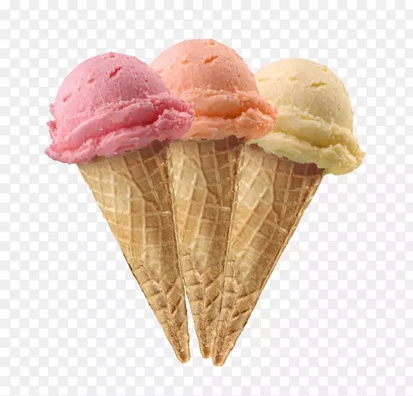 冰淇淋圆锥牛奶-三个圆锥形
