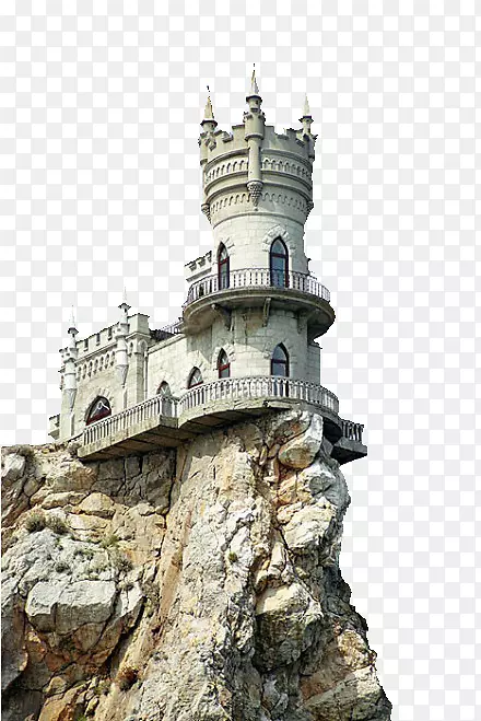 燕窝Yalta Alupka Neuschwanstein城堡Hohenzallern城堡-悬崖上的白色城堡