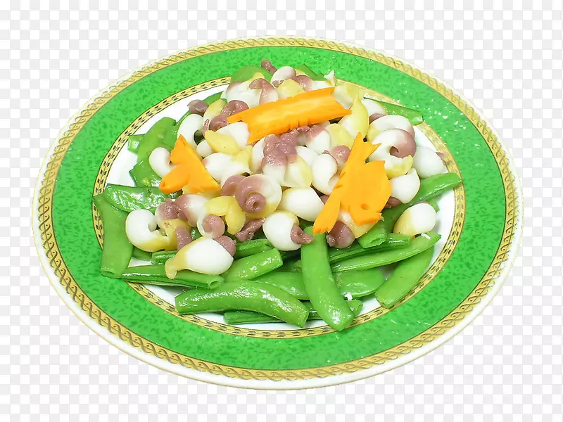 菠菜色拉，五倍子，素食菜肴，菜配方-绿豆炒海螺壳