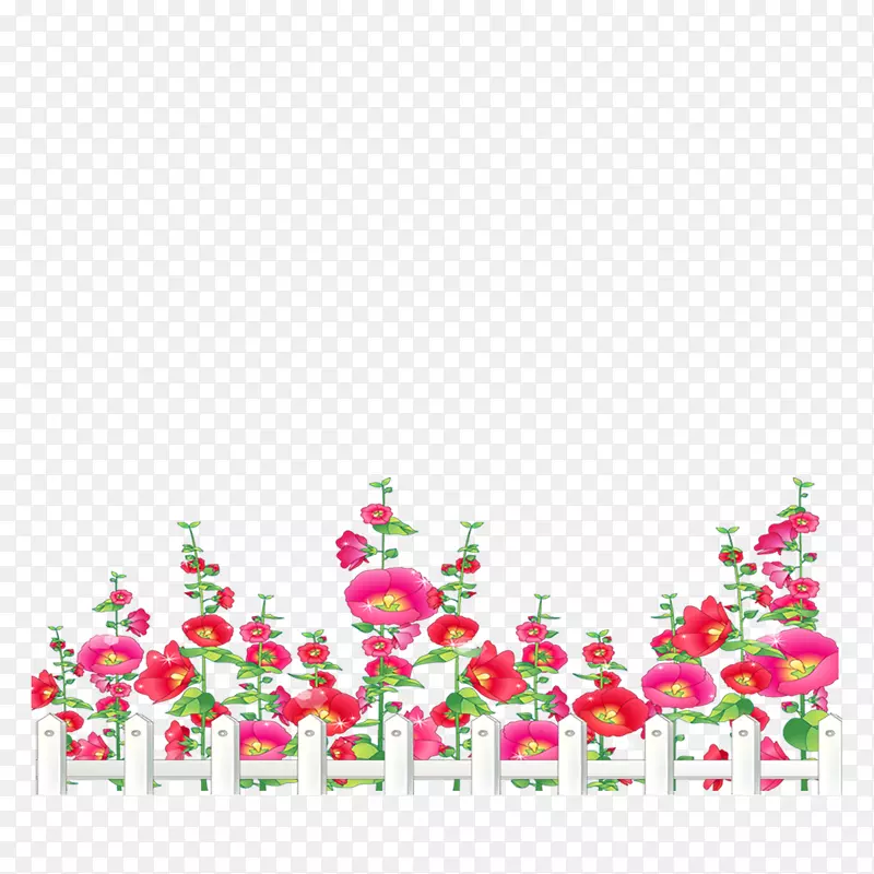 卡通福基海报-花卉围栏