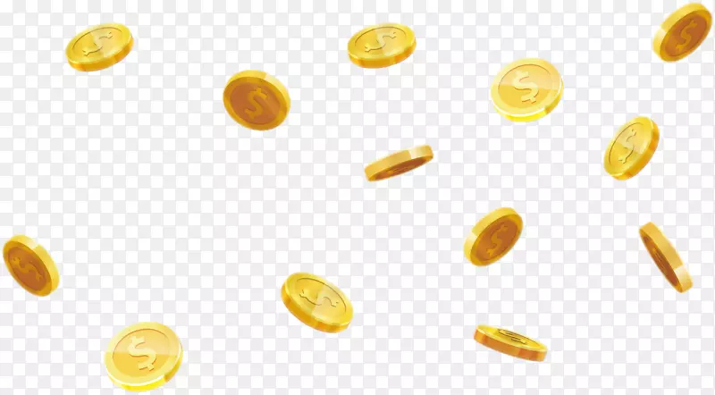 金币水果黄色剪贴画.浮动金币材料