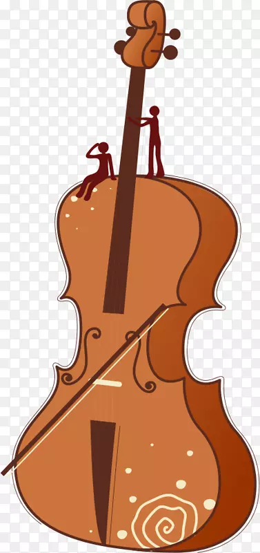 卡通小提琴大提琴手绘小提琴