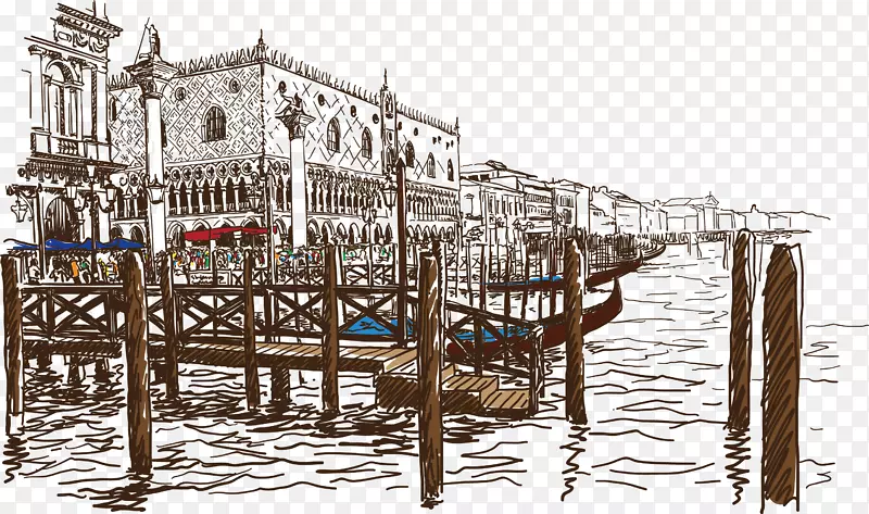 威尼斯画笔画-海湾镇
