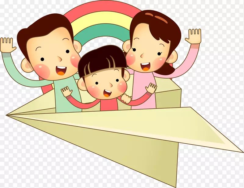 幸福儿童插画-爸爸妈妈卡通家庭