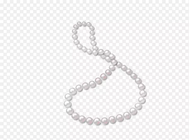 白色黑身穿孔珠宝图案-白色珍珠项链