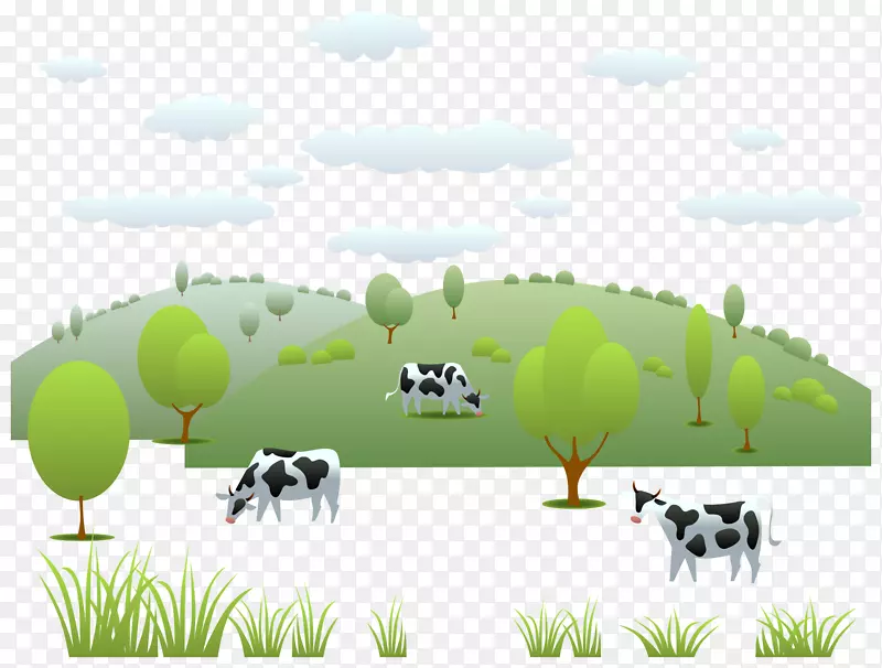 利木赞牛、荷斯坦牛、弗里斯坦牛、牛肉牛、绵羊.奶牛牧场媒介