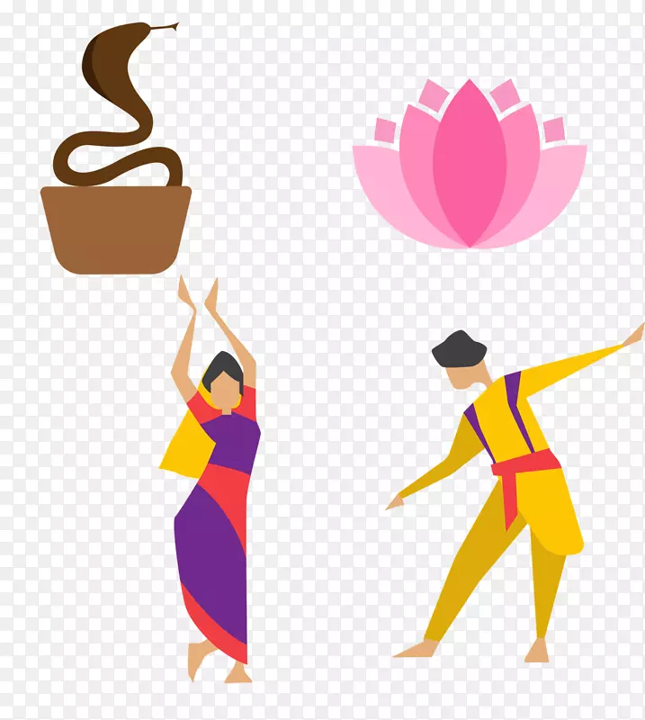 印度宝莱坞舞蹈偶像-印度风格莲花舞者小图标材料