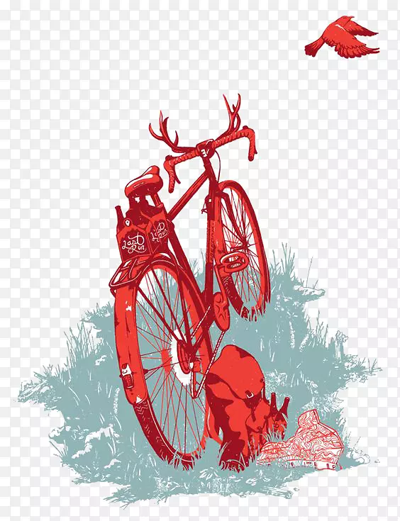 自行车山地车插图.手绘山地车