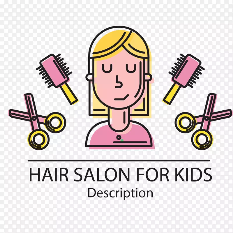 梳子标志美容院头发-儿童发廊标签载体