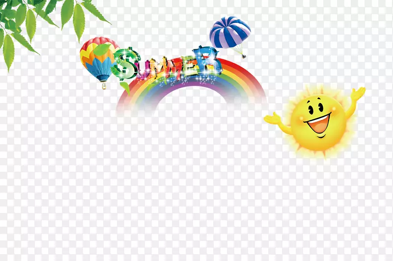 彩虹天空黄色云-彩虹热气球