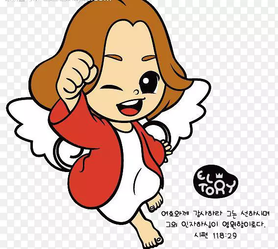卡通插图-快乐的小天使