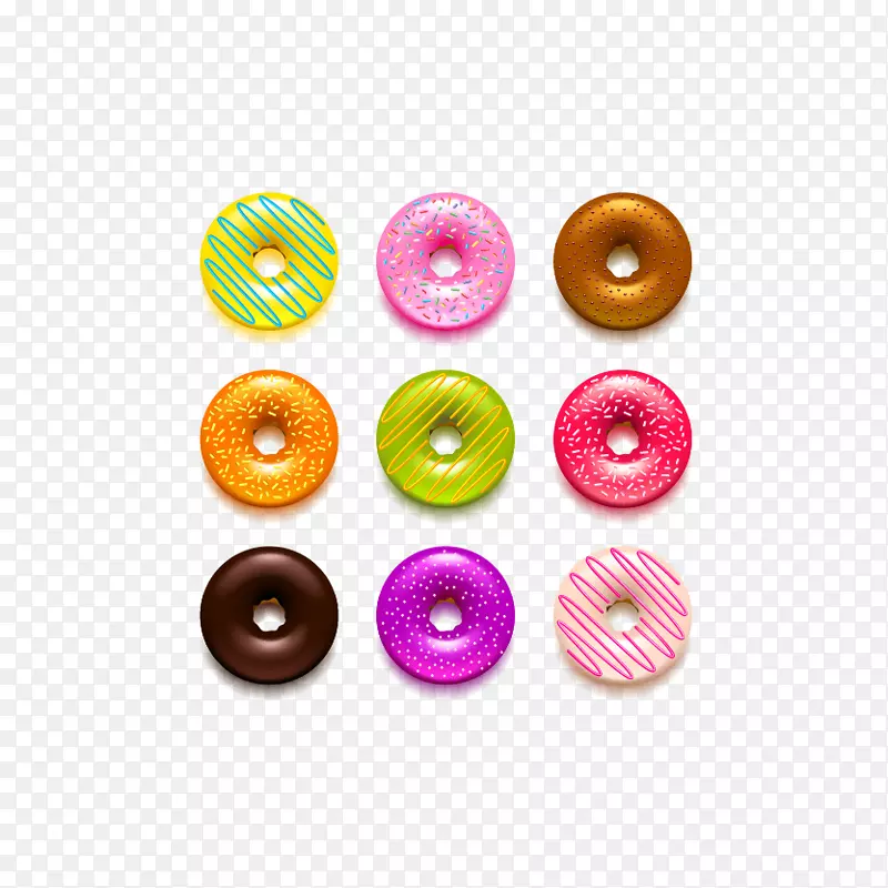甜甜圈釉-免费剪贴画-彩色甜甜圈