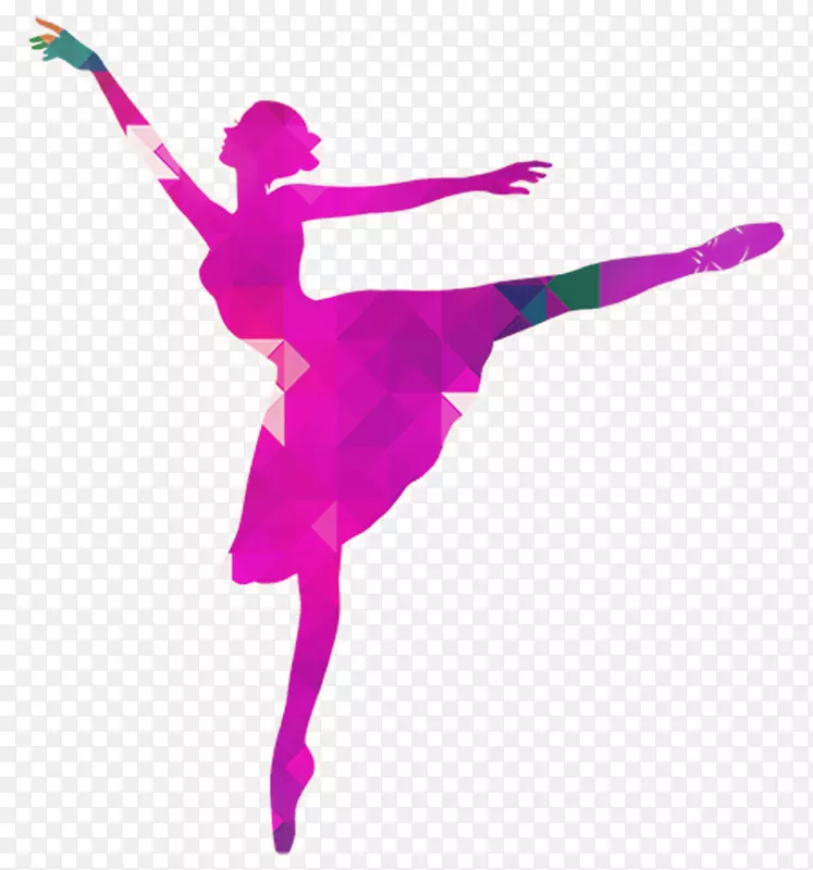 芭蕾舞者剪影-彩色手绘舞者