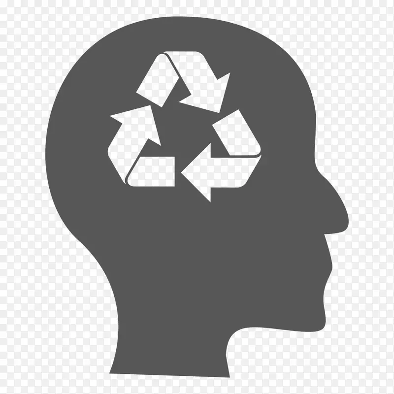 回收符号回收站纸图标-人脑