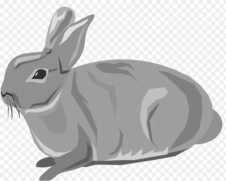 复活节兔子雪鞋兔国内兔夹艺术-灰色剪贴画