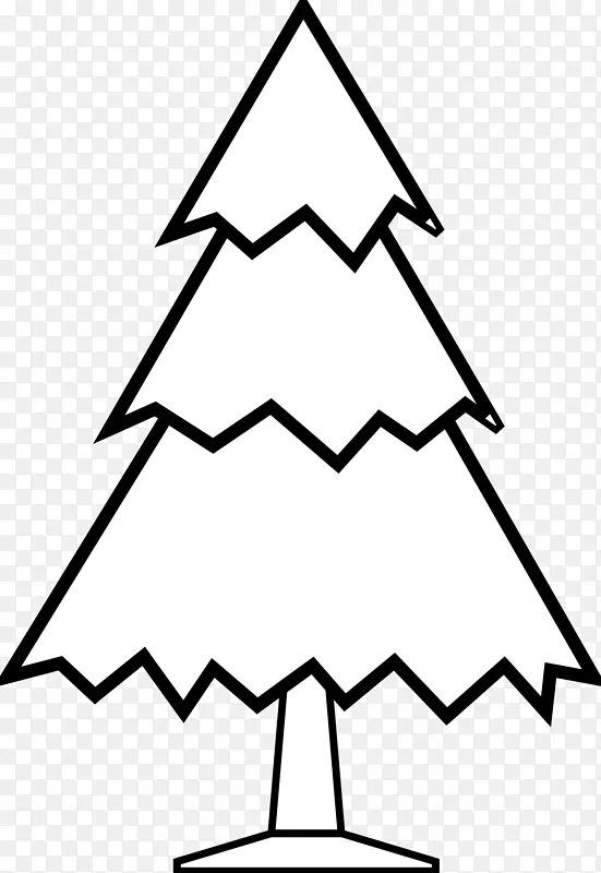 圣诞树、松木黑白剪贴画.圣诞节轮廓剪贴画
