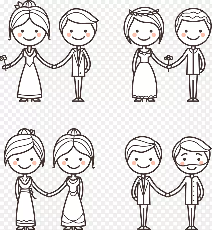 婚姻夫妇新郎偶像-简单艺术作品新娘和新郎