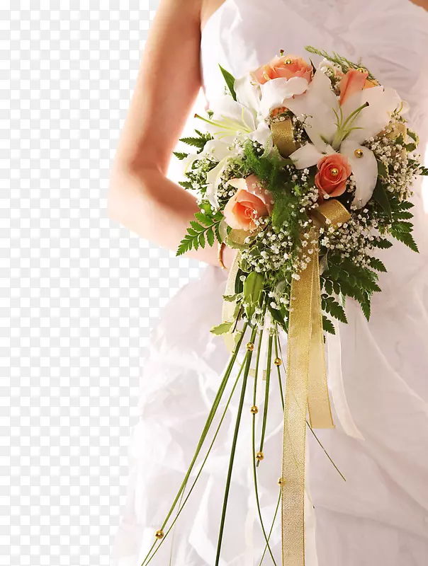 婚礼邀请函，婚纱照，婚纱壁纸-新娘捧着鲜花