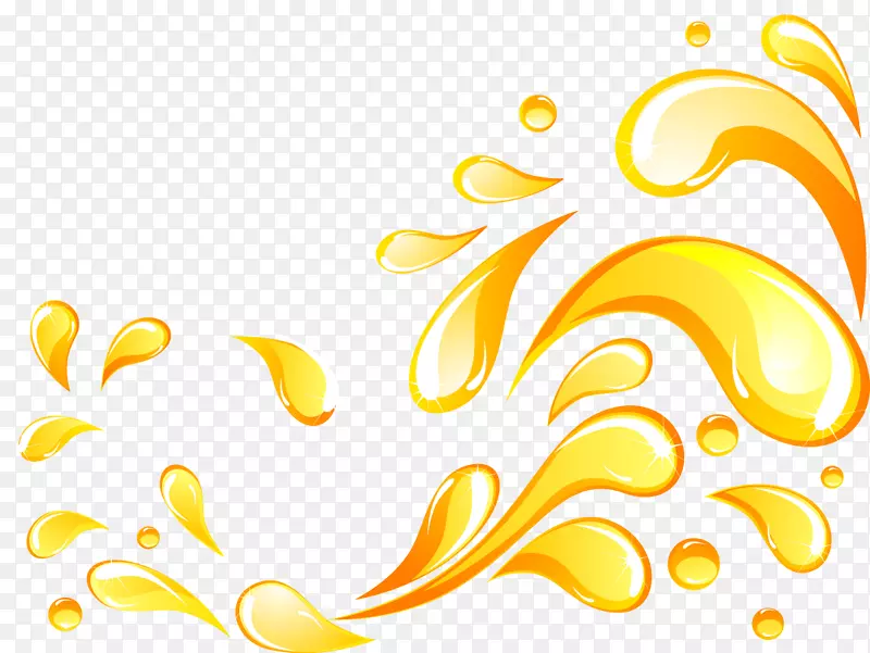黄色滴油图标-美丽的金色水滴
