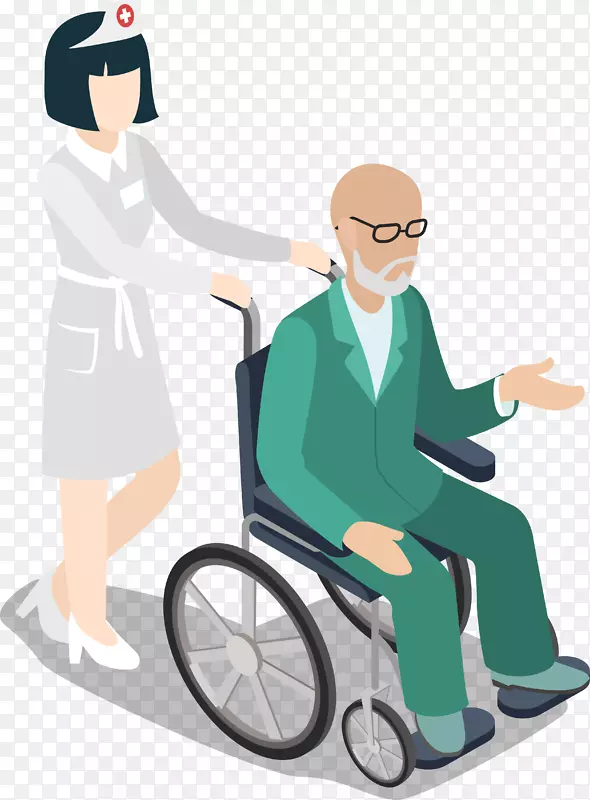 老年轮椅剪贴画-医护人员及老人