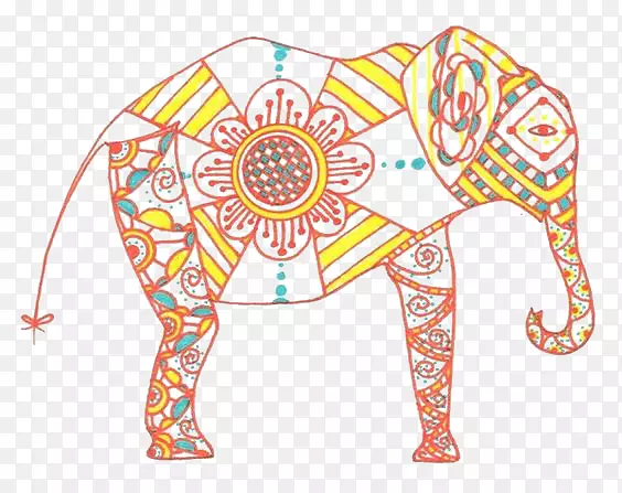 母象版画插图.大象图案