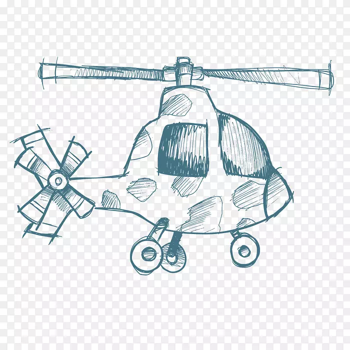 直升机飞机.手绘直升机