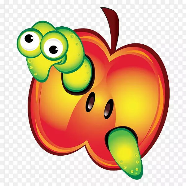 蠕虫苹果剪贴画-可爱的虫子