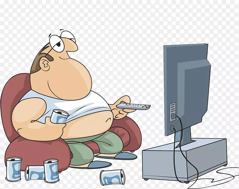 卡通电视剪辑艺术胖子看电视