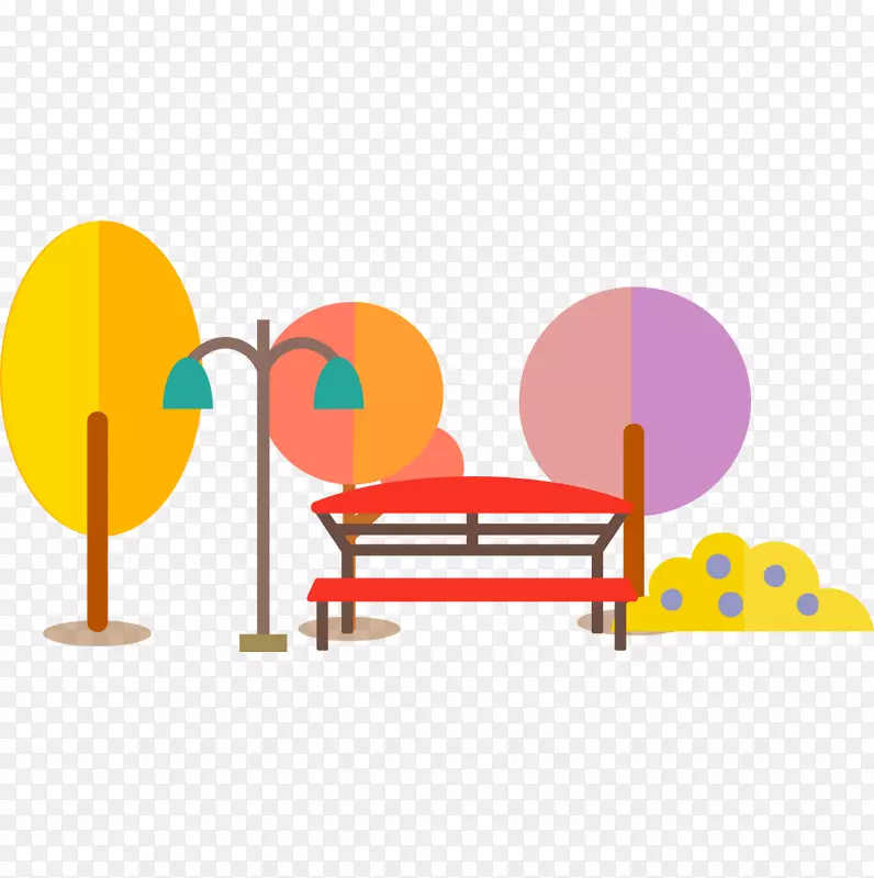 树木公园-彩色公园树木木椅