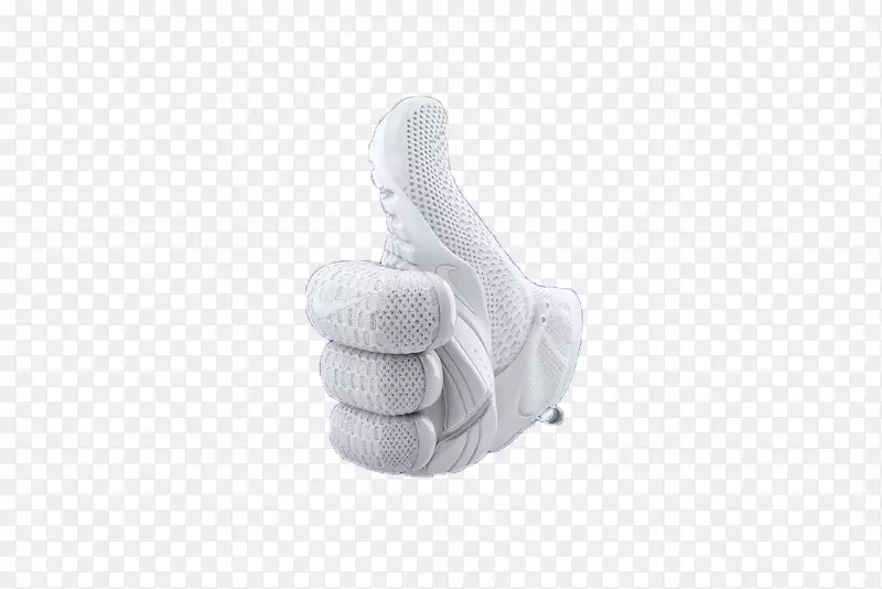 白色手-耐克运动鞋，拇指