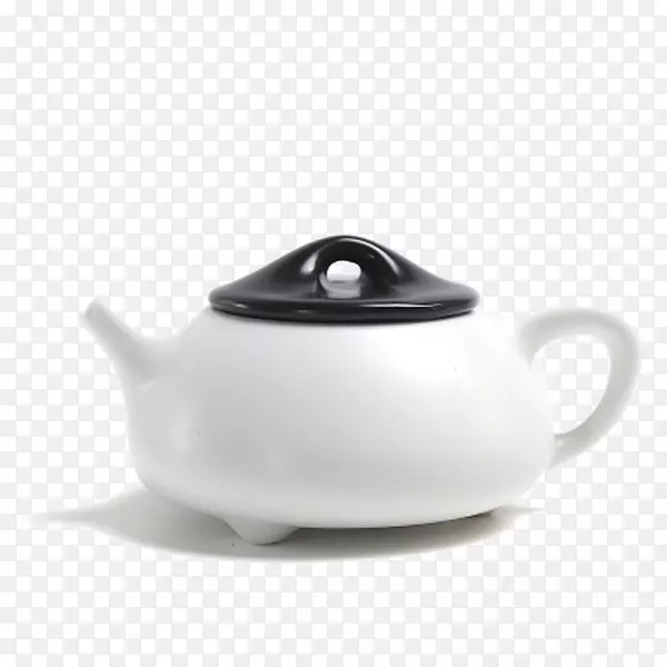 港式奶茶茶壶-创意黑白陶瓷茶壶