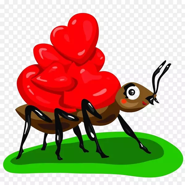 蚂蚁摄影插图-卡通蚂蚁在爱的背后