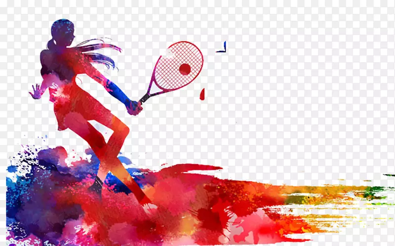 网球运动足球场彩绘女孩网球
