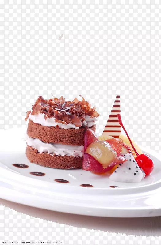 黑森林古堡巧克力蛋糕水果蛋糕红色天鹅绒蛋糕托-山楂水果蛋糕