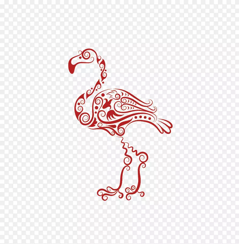 火烈鸟纹身画插图-棍子图鸵鸟