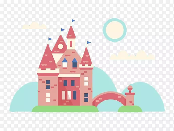 动画剪辑艺术-卡通城堡日出