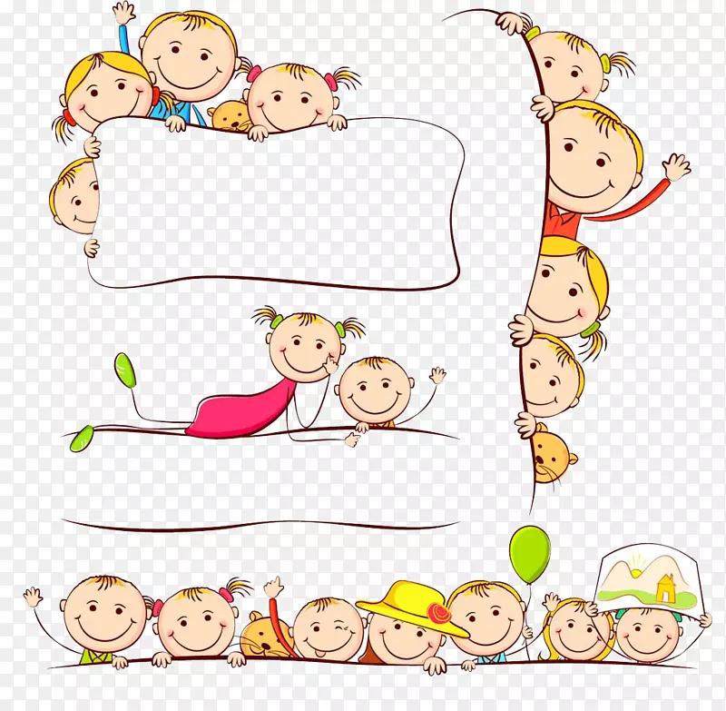 儿童绘画插图-可爱的婴儿边框