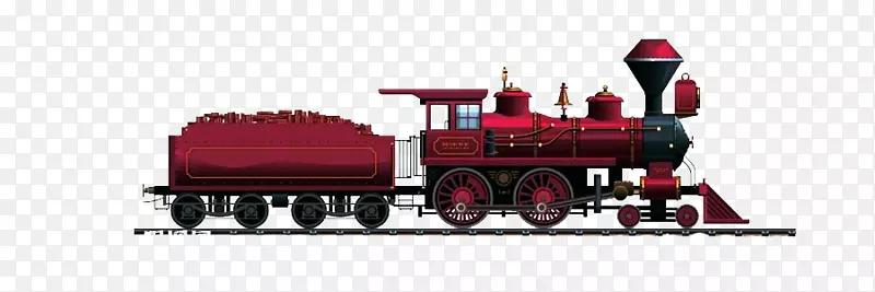 铁路运输纸蒸汽机车列车