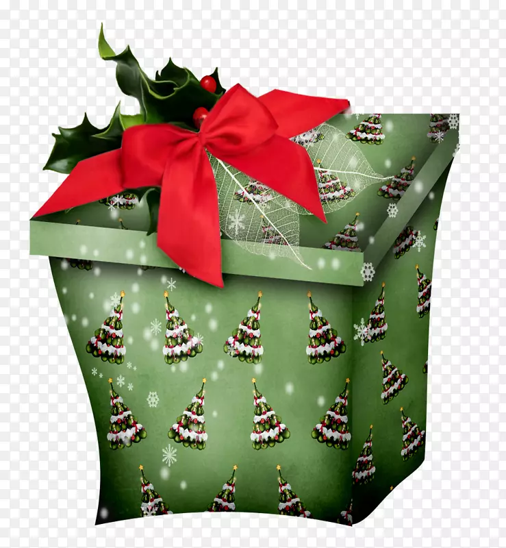 圣诞礼品盒贺卡-绿色礼品