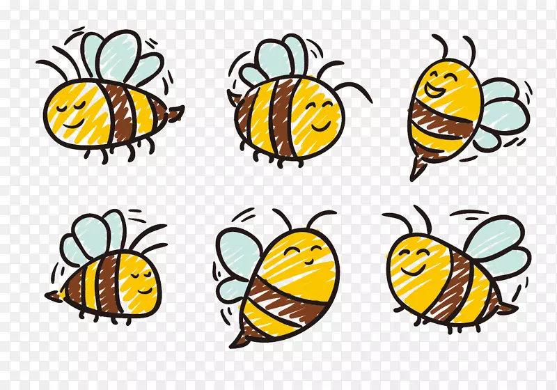 蜜蜂昆虫画-棒状蜜蜂