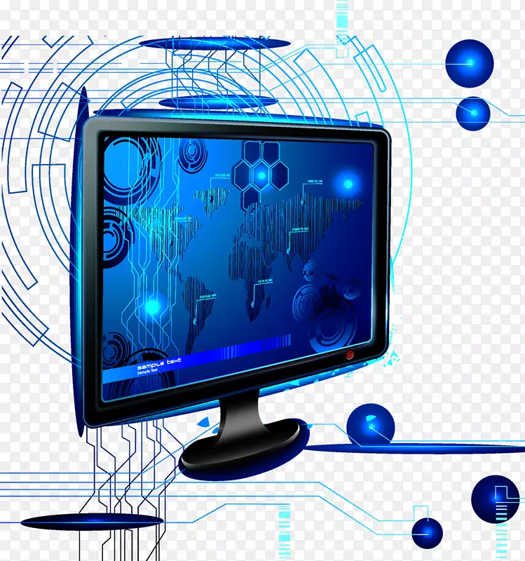 电视机计算机监视器-蓝色计算机技术