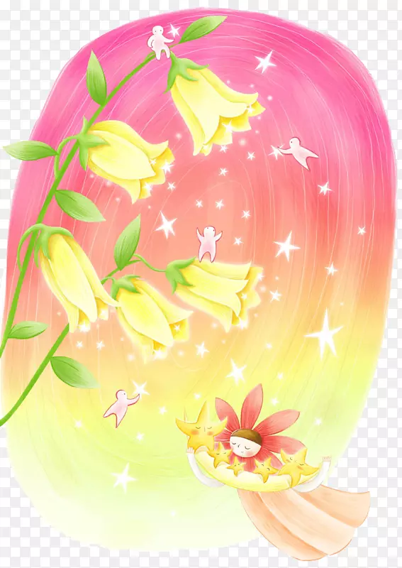 花卉卡通平面设计插图-花卉仙女