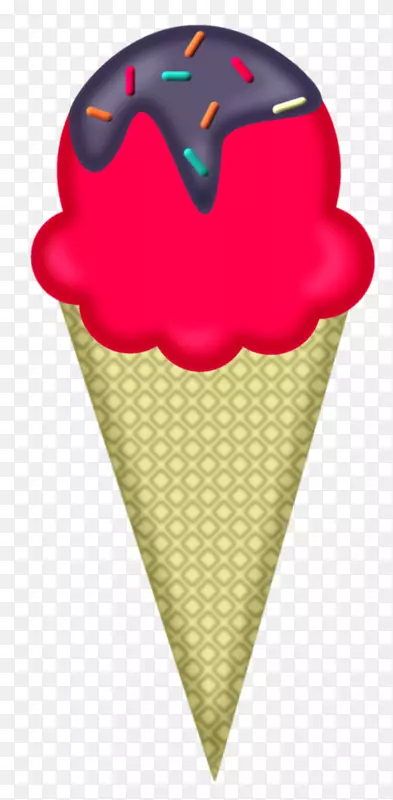 冰淇淋锥奶昔果红锥