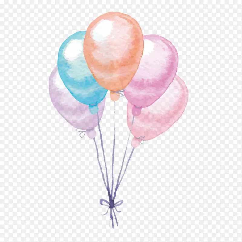 气球水彩画.彩色气球