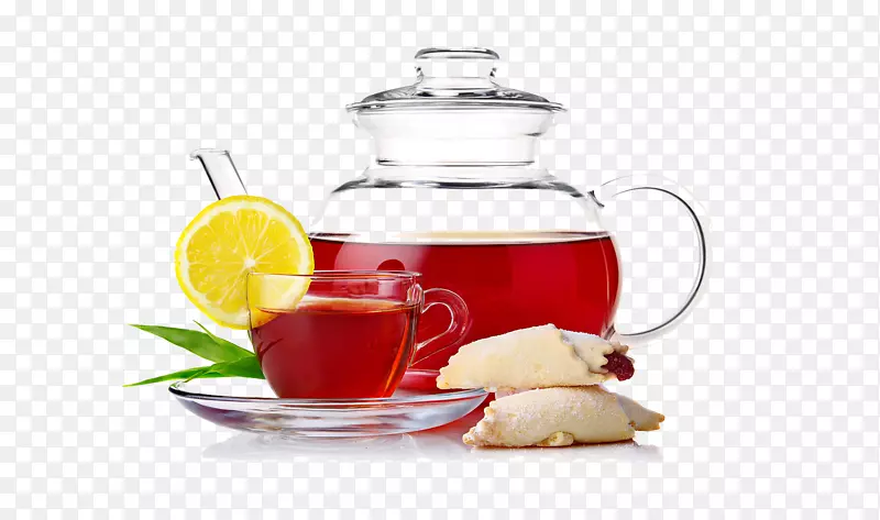 绿茶、生姜茶、茶壶、树根.橘子片、姜茶杯