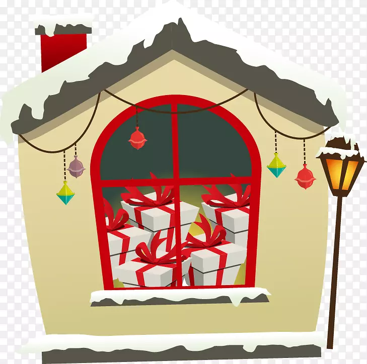 圣诞礼物-手绘烟囱屋礼物