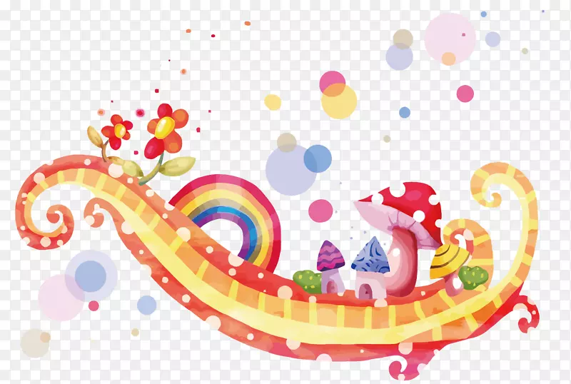 彩虹微软powerpoint儿童剪贴画-儿童风彩虹桥