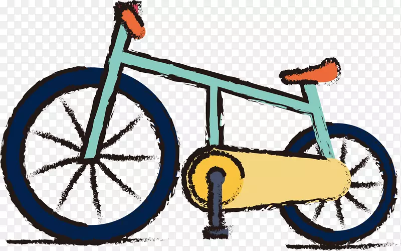 自行车踏板自行车车轮自行车轮胎道路自行车剪贴画蜡笔自行车
