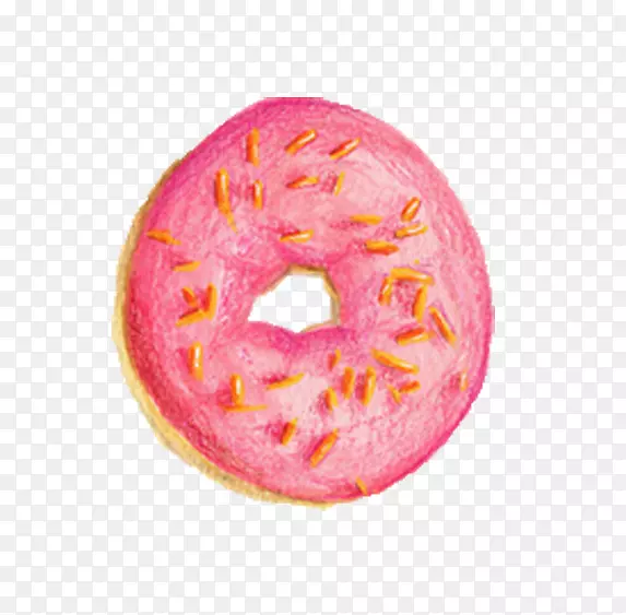 甜甜圈食品绘图插图.粉红色甜甜圈