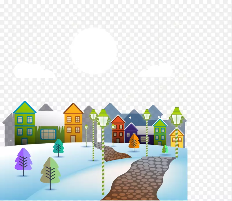 大雪冬季插画-不是同一个小镇